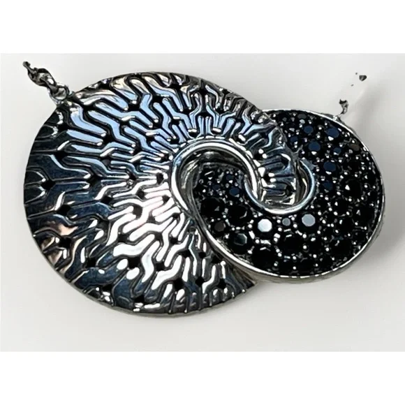 John Hardy Radial Classic Chain Collection Pendant Necklace With Black Sapphires